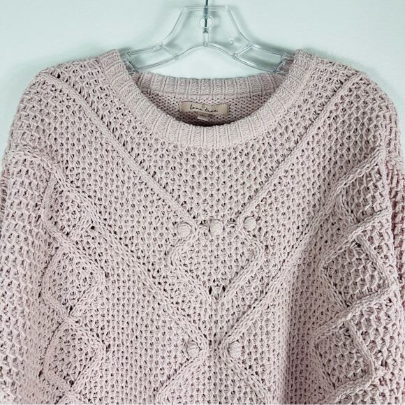 Love Tree purple lilac open knit cropped boxy sweater large - Picture 2 of 8